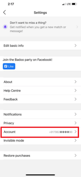 Choose Account. How to Delete a Badoo Account