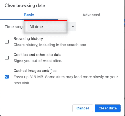 choose All time in the drop-down list next to Time range