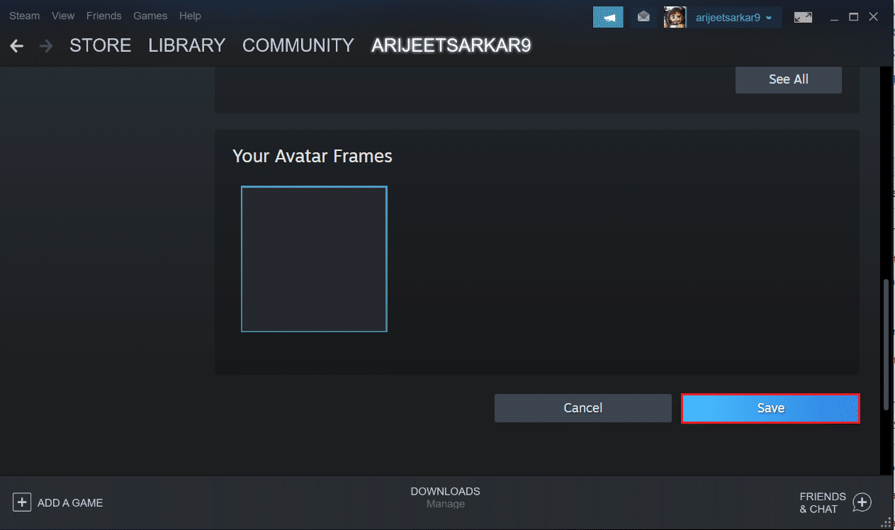 choose an avatar and click on Save button in Steam app