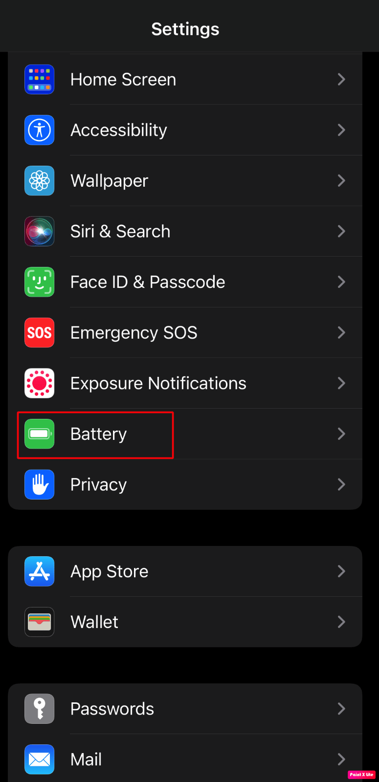 выбрать вариант батареи | Как исправить iPhone Share: «Мое местоположение неактивно»