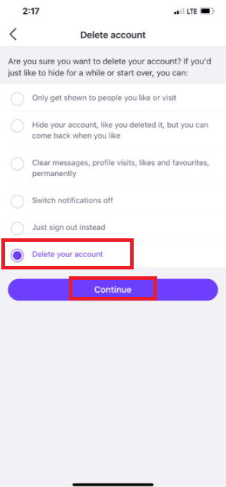 select the Continue button