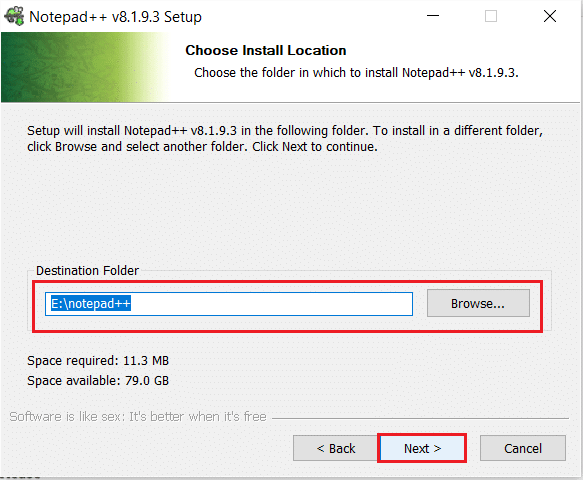 choose destination folder and click on Next in the installation wizard
