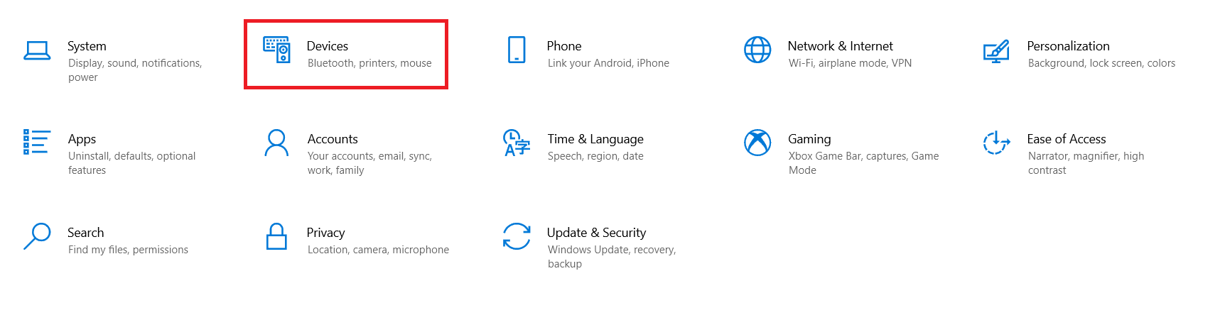 Choose Devices from the given tile.