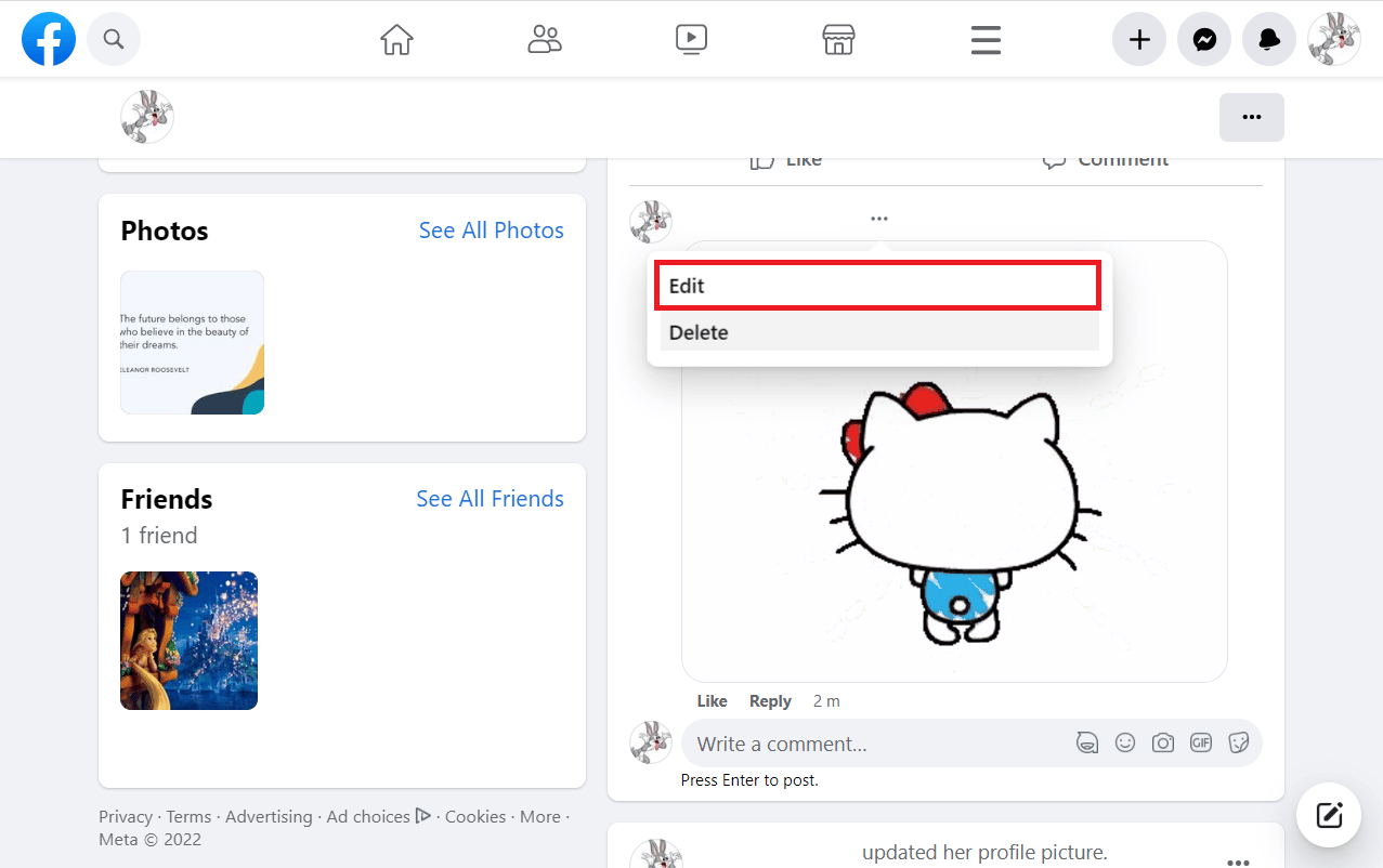 Choose Edit | unsend GIF on Messenger
