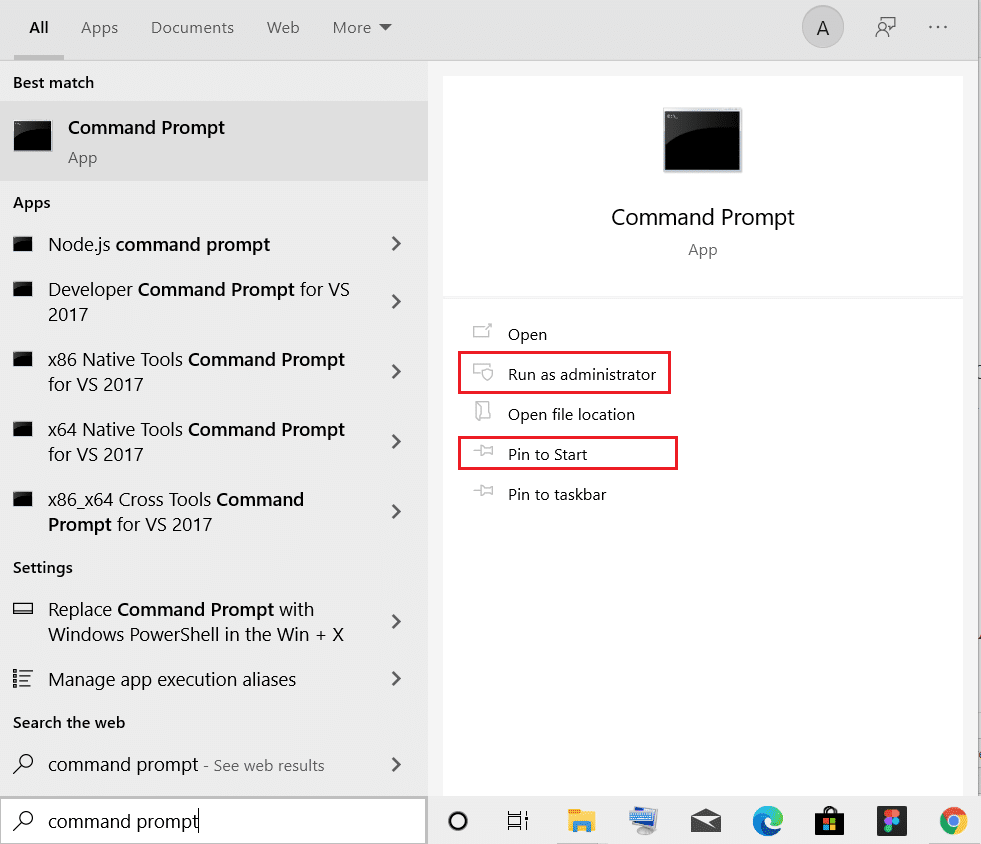 choose either pin to start or run as administrator option for Command Prompt in Windows Search Bar. How to Fix Access is Denied Windows 10