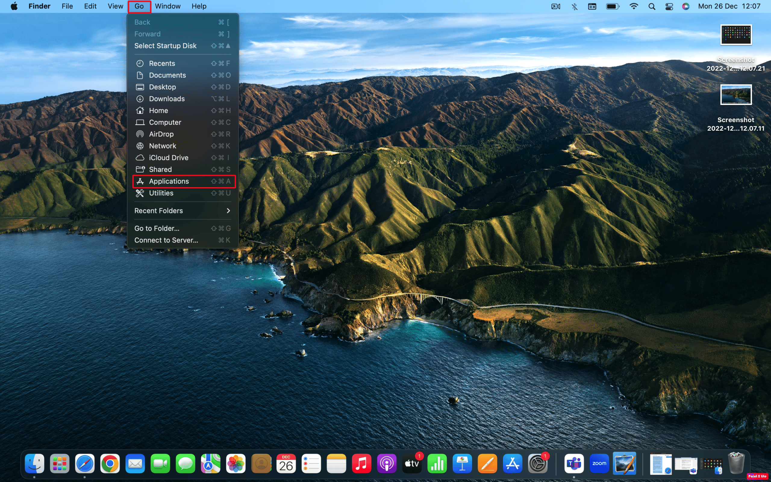 choose go then choose applications | How to Open Applications Folder on Mac