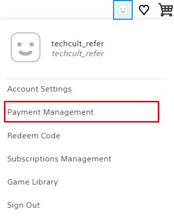 Choose Payment Management from the drop-down menu.
