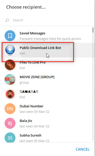 choose Public Download Link Bot. How to Download Telegram Videos