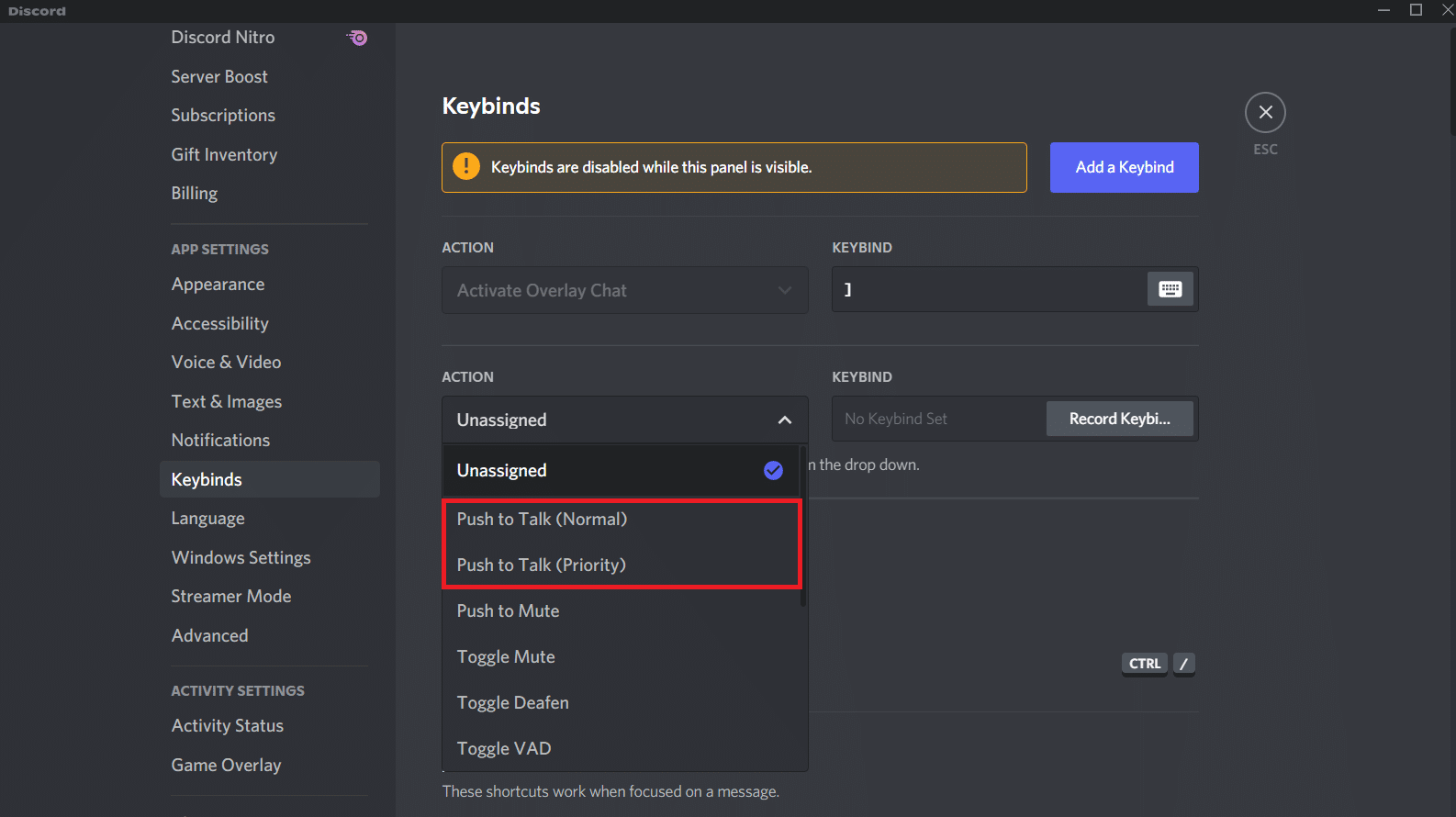 Choose Push to Talk from the Action dropdown menu. How to Use Push to Talk on Discord