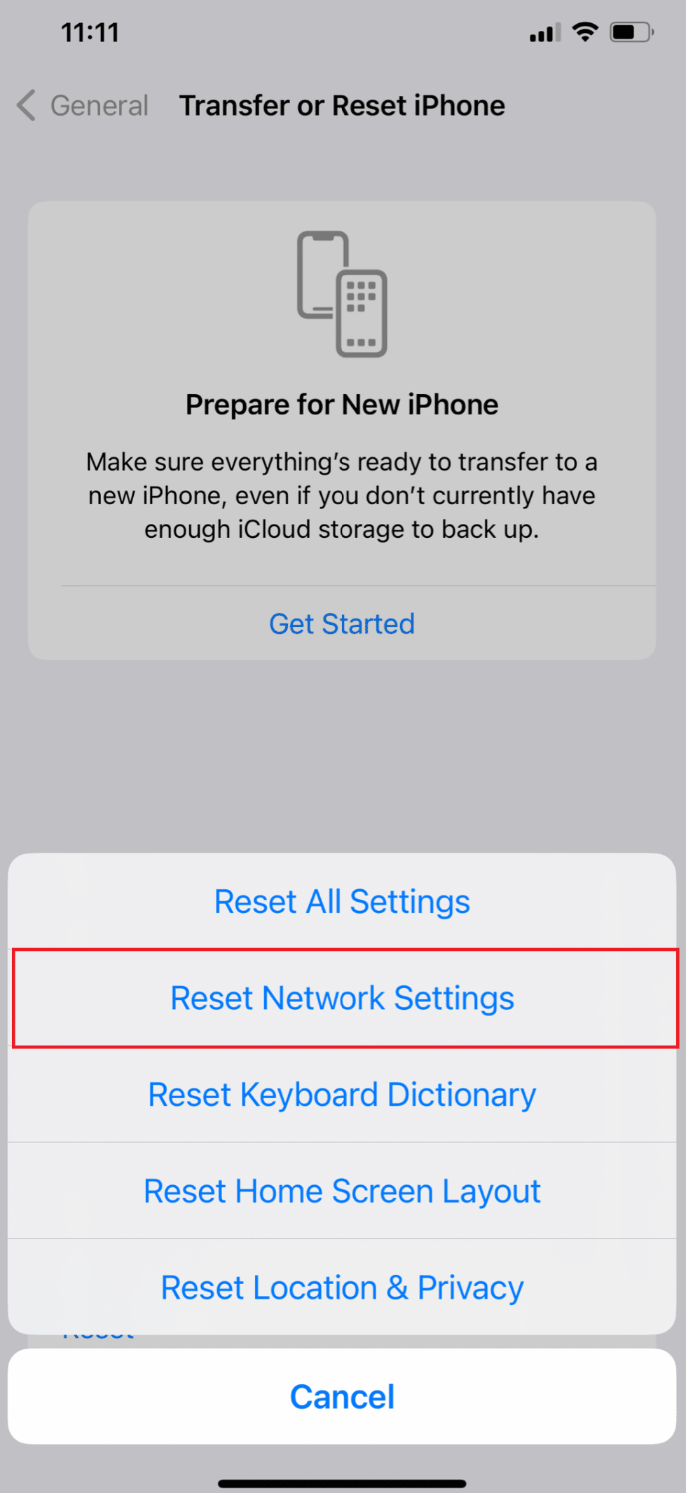 Выберите «Сбросить настройки сети» | Как исправить медленный Интернет на моем iPhone
