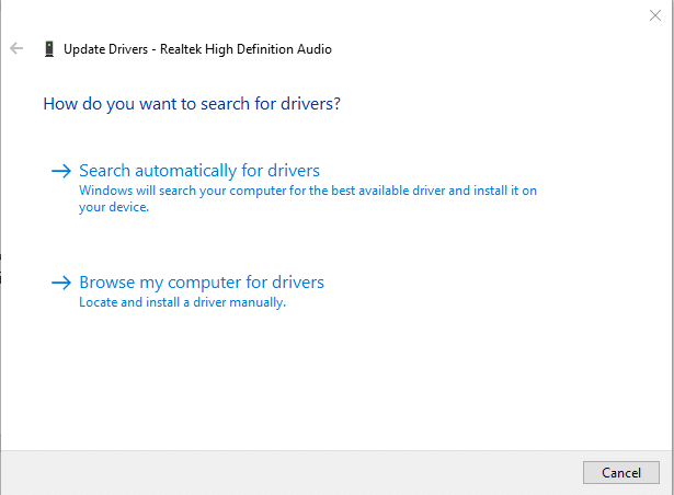 Choose Search automatically for drivers