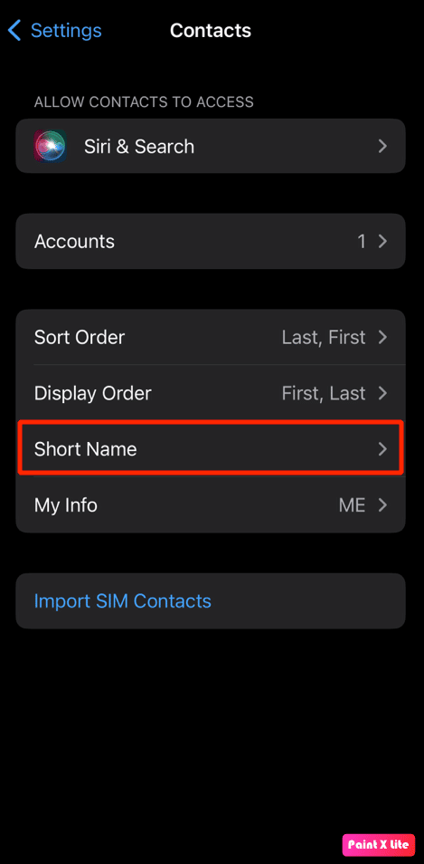 choose short name option | How to Fix All Contact Names Disappeared on iPhone