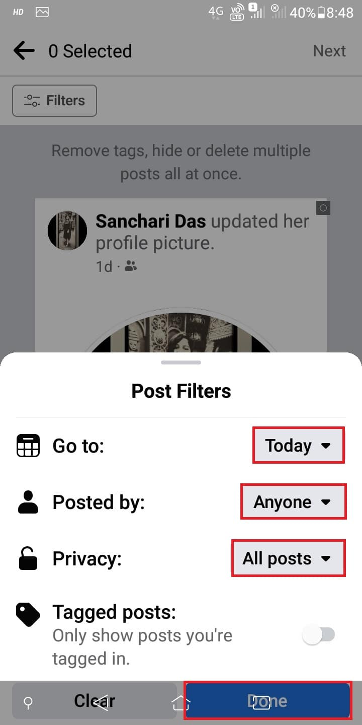 Choose the Filters if you want to find a specific photo. Click on Done.