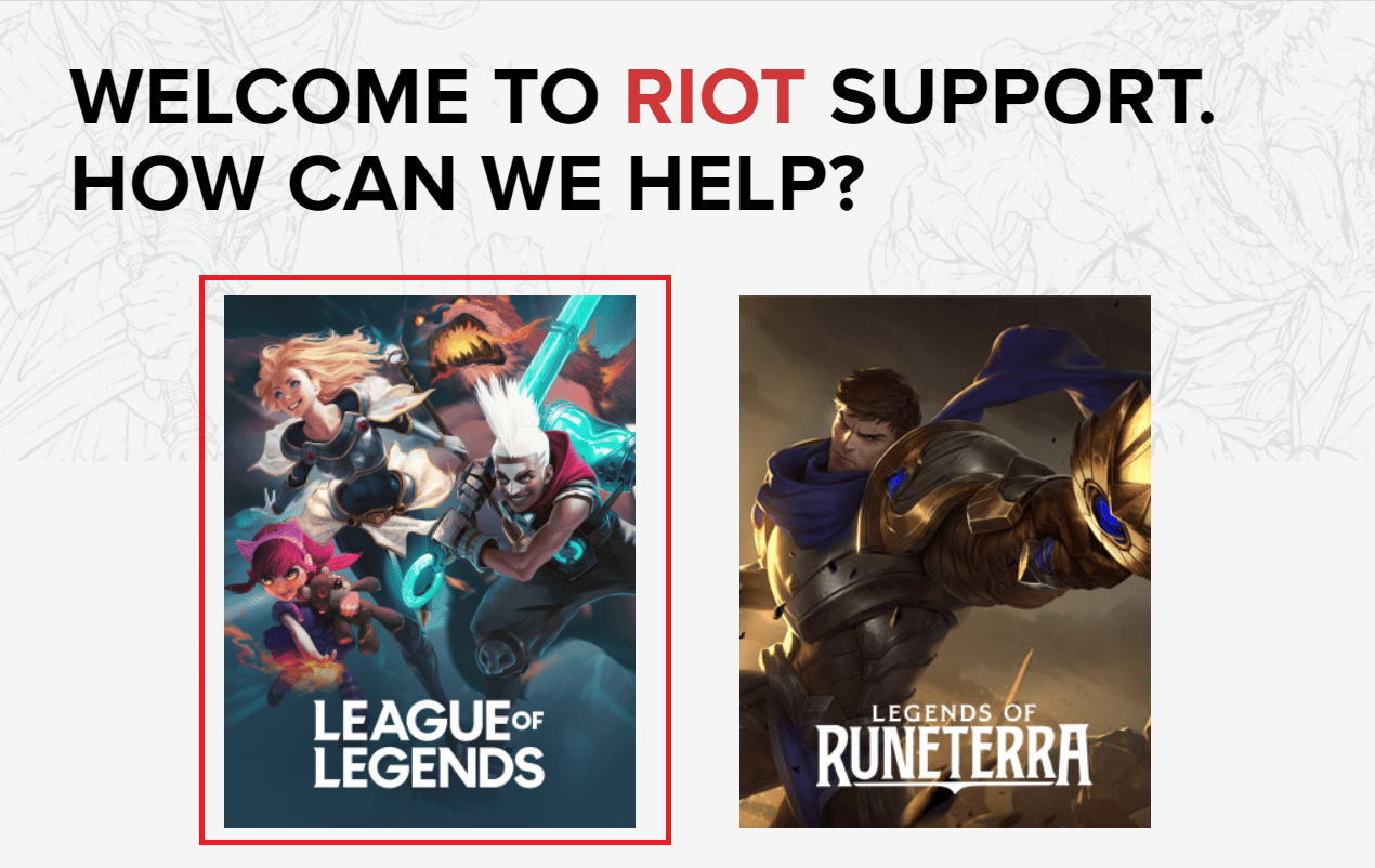 Choose the LEAGUE OF LEGENDS tile | How to Delete Your Riot Account
