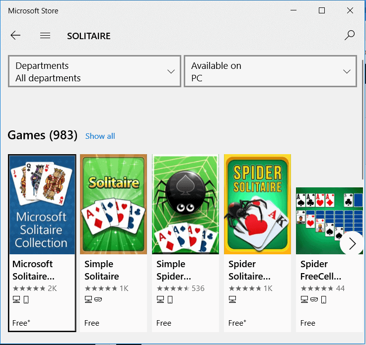 choose the official Xbox developer Game named Microsoft Solitaire collection to install.