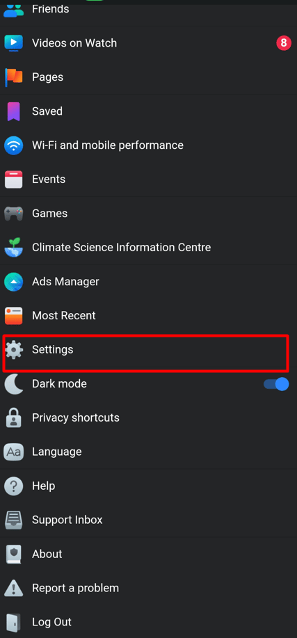  Choose the Settings option by swiping up from the bottom of the main screen.