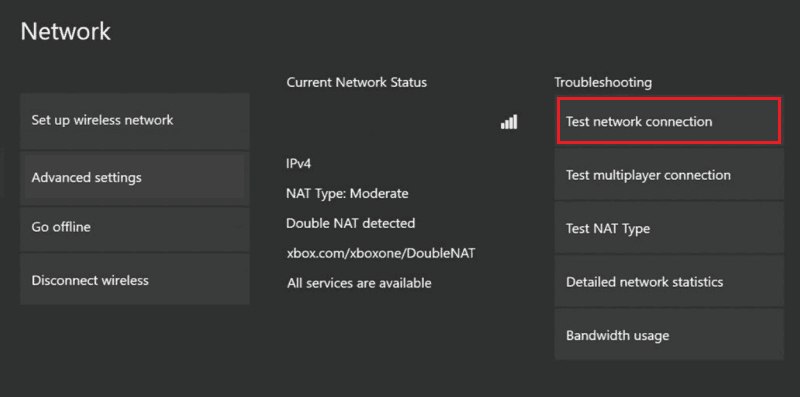 choose the Test network connection option. Fix Xbox Error Code 0x8b0500b6