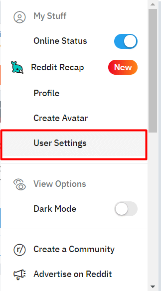 choose user settings