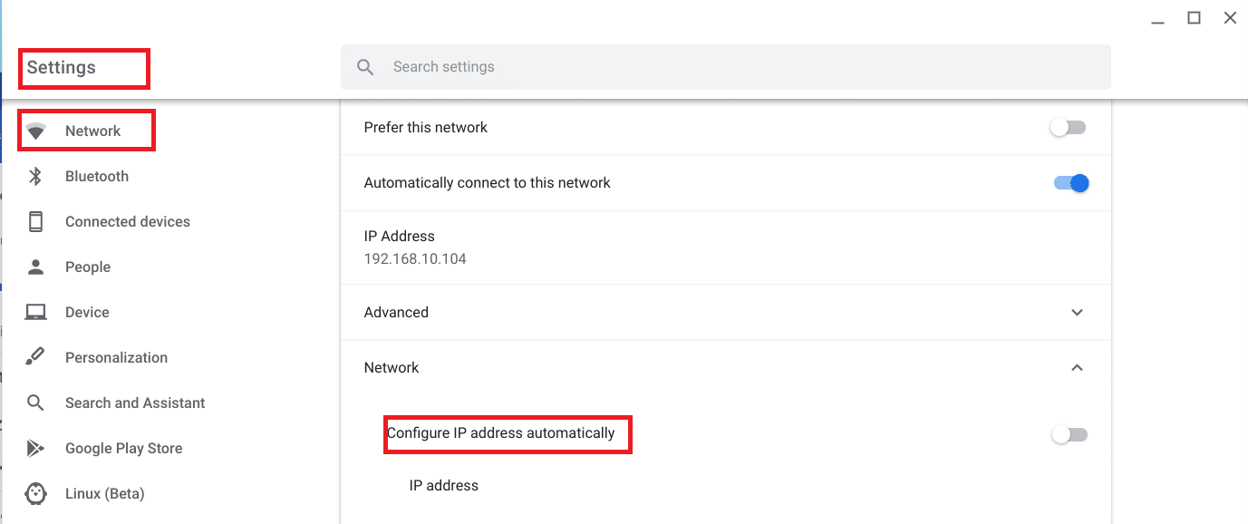 Chromebook Настройте IP-адрес вручную. как исправить ошибку «Ошибка поиска DHCP» в Chromebook.