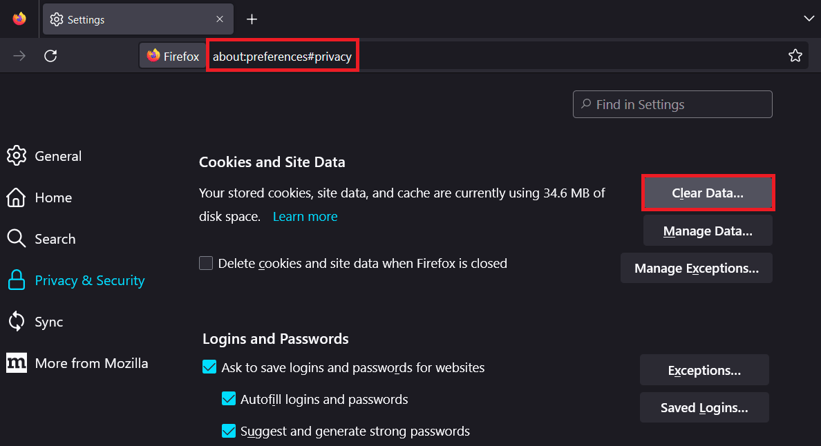 Clear Browser Cache and Cookies in Firefox. Fix Twitch Profile Picture Upload Error