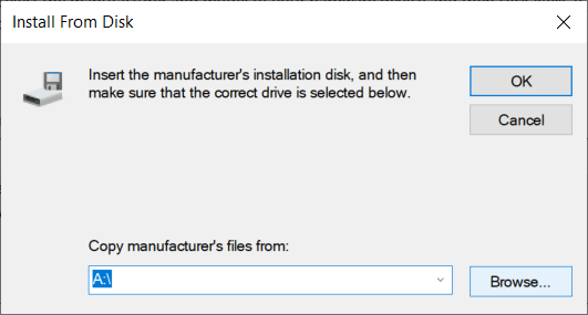 click Browse then navigate to the folder where you have downloaded the graphics card driver