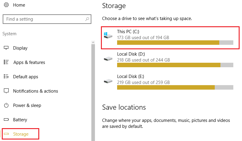 click This PC under storage
