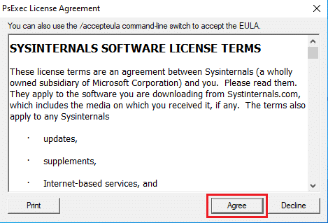 Click Agree to the PxExec License Agreement