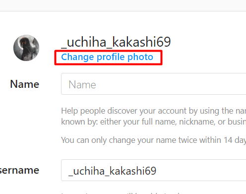 Click Change Profile Photo under your Instagram username