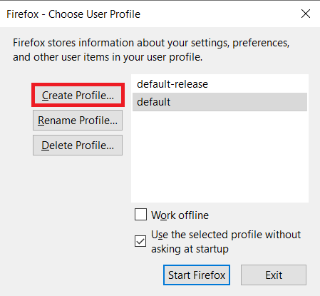 Click Create Profile… 