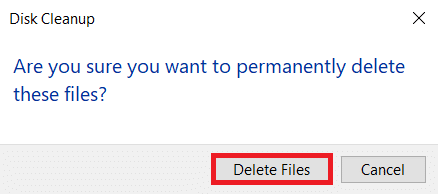 Click Delete Files in the new pop up appeared.