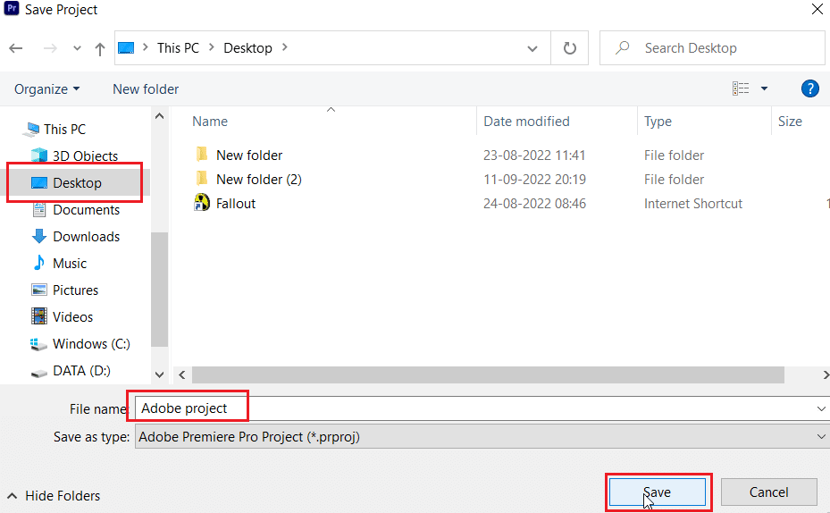 click save to save the project. Fix Premiere Pro Error Code 3 in Windows 10