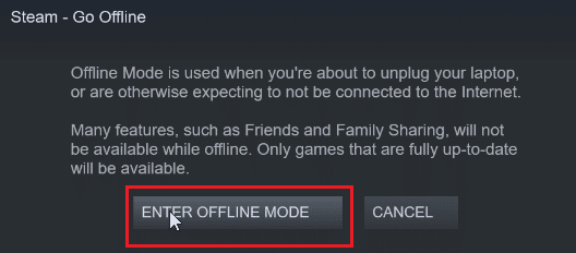 click enter offline mode