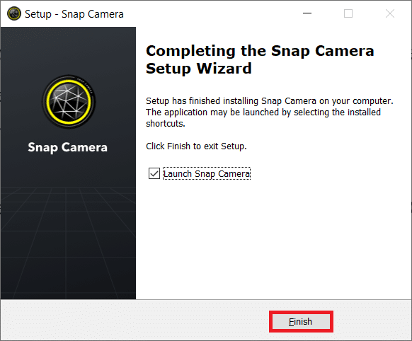 click Finish to complete the setup and launch the application