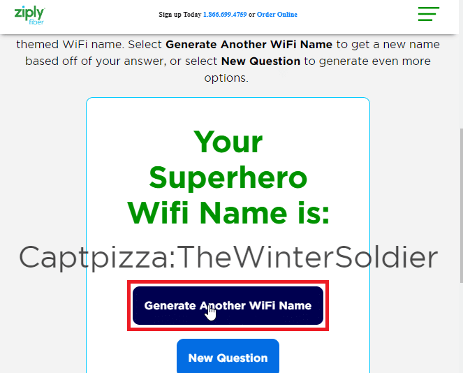 click generate another wifi name