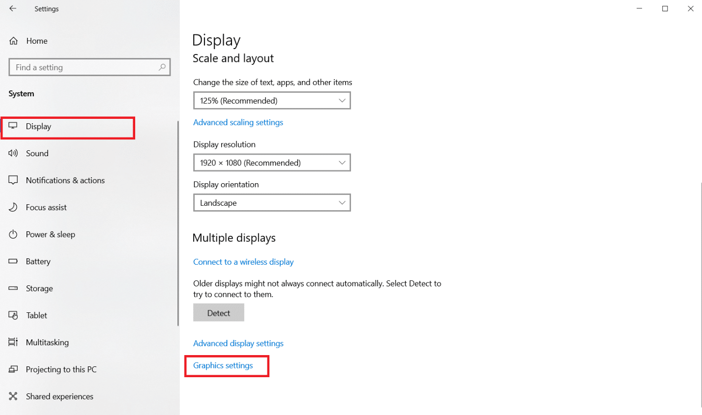 click Graphics Settings on the right pane.