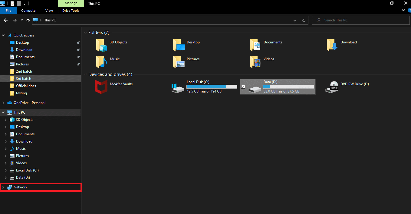 Click Network item present on the left pane. The item is listed under This PC. Fix Computers Not Showing Up on Network in Windows 10