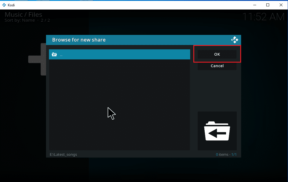 Click Ok to import. How to Add Music to Kodi