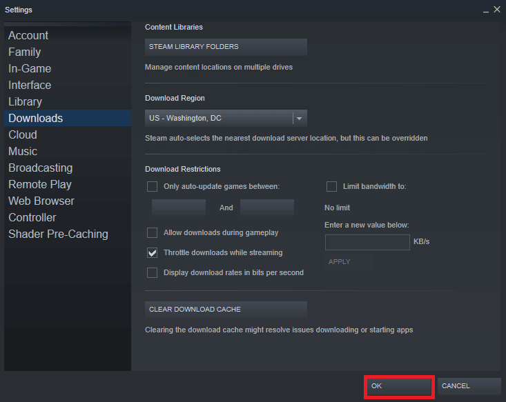Click OK to save the changes. Fix Steam Error 53 in Windows 10