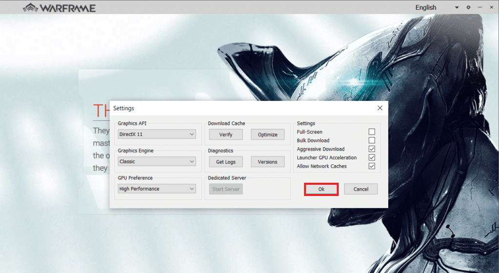 click-ok warframe settings