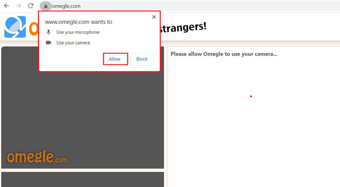 click on Allow in the prompt to use microphone and camera for omegle. How to use Omegle Camera Settings