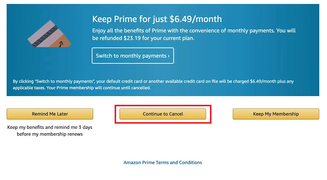 click on Continue to Cancel | How Do I Cancel Prime Video Channel Subscription