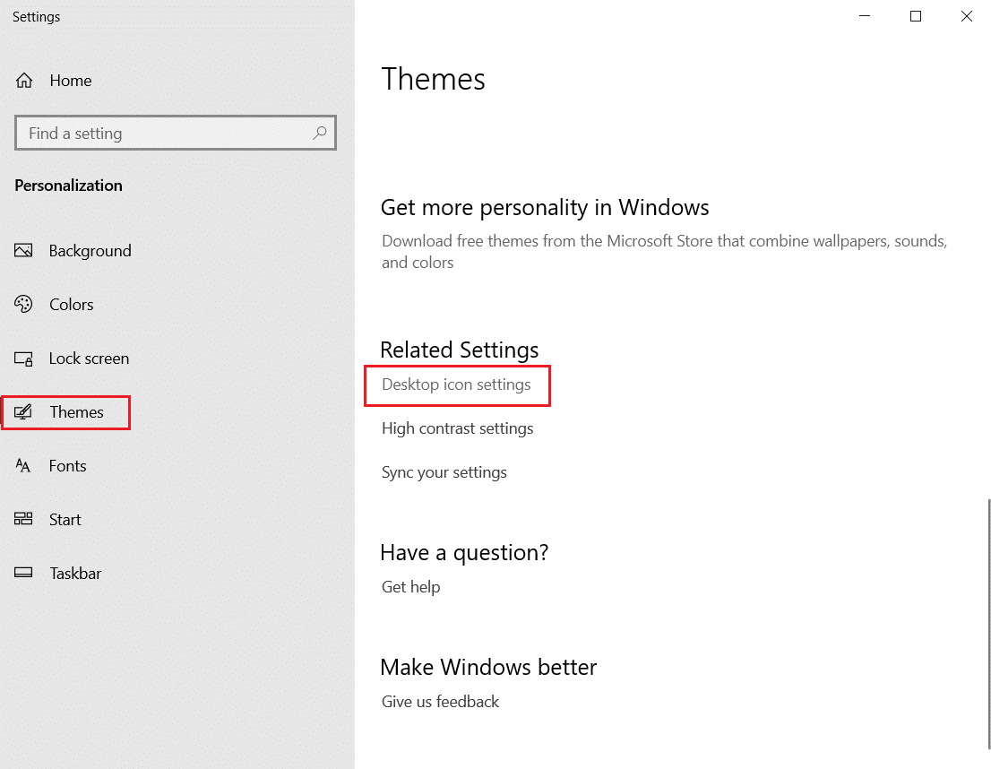 click on Desktop icon settings in Themes Setting