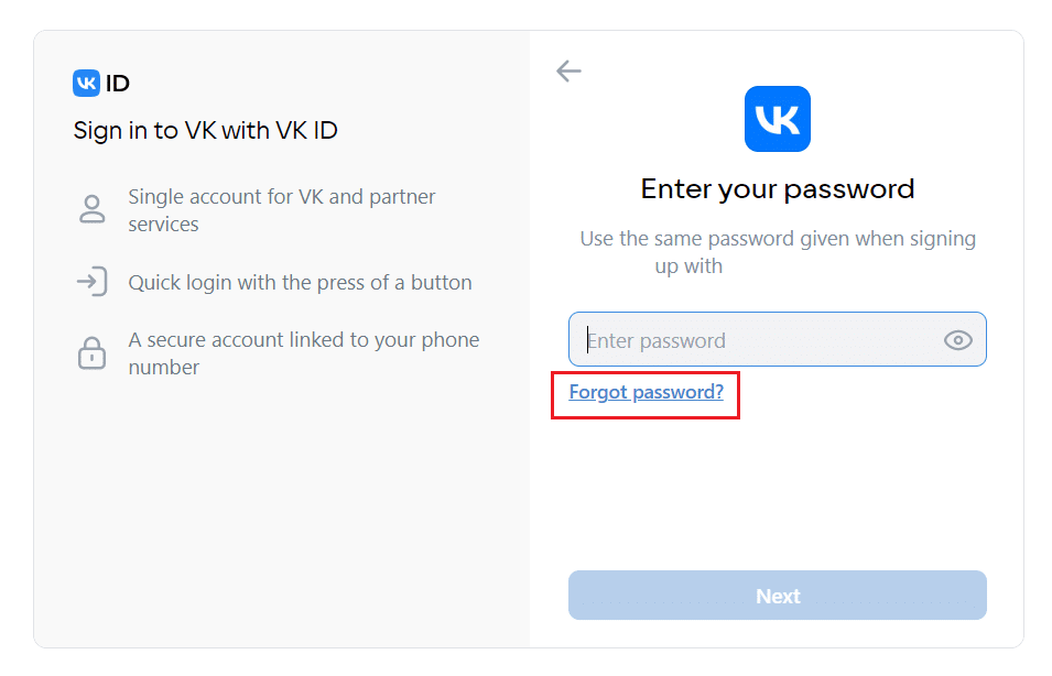 click on Forgot Password option