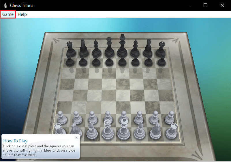 click on Game option. How to Play Chess Titans on Windows 10