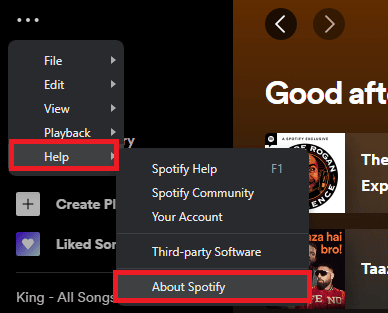 click on Help and select about spotify
