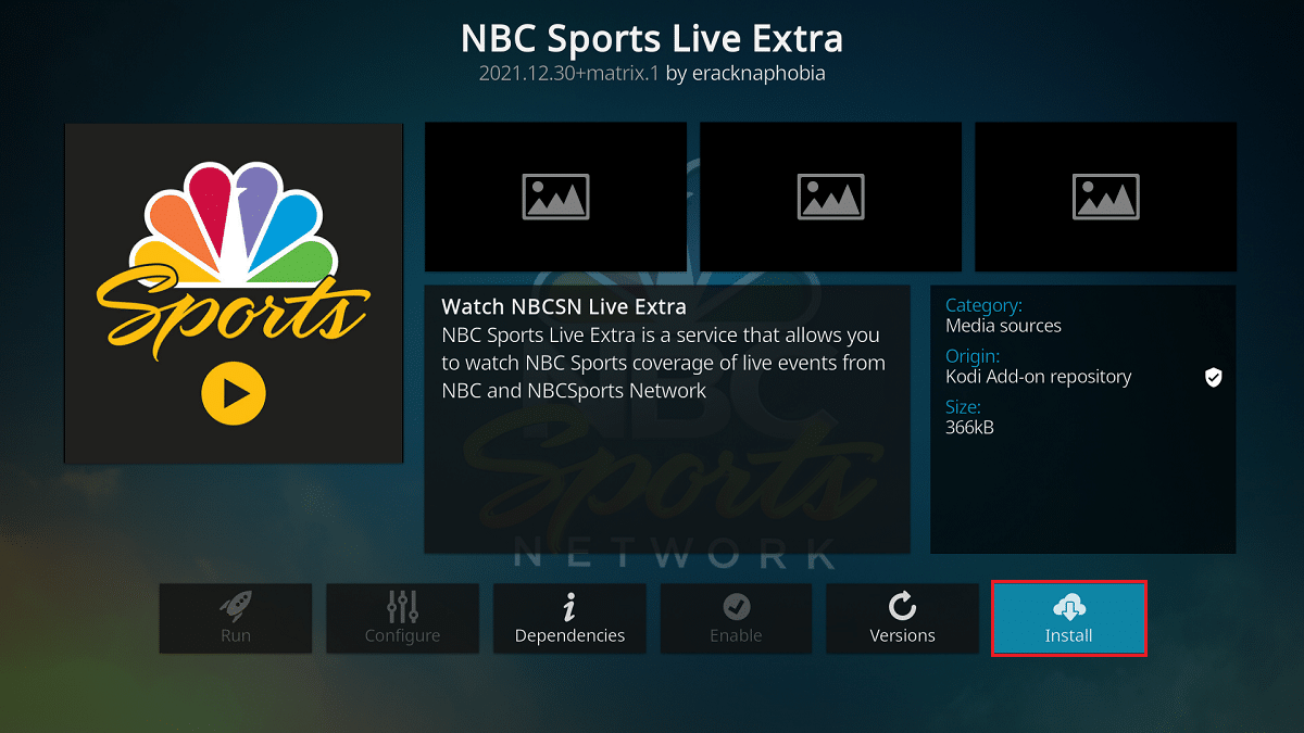 click on Install for NBC Sports live add on Kodi. How to Watch NFL on Kodi