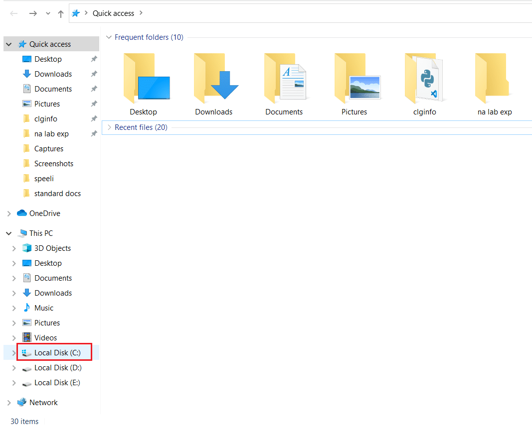click on Local Disk C in File Explorer