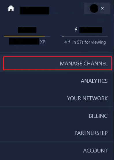 click on MANAGE CHANNEL | How Can You Change Mixer Avatar