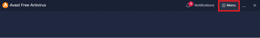 click on Menu in Avast free antivirus