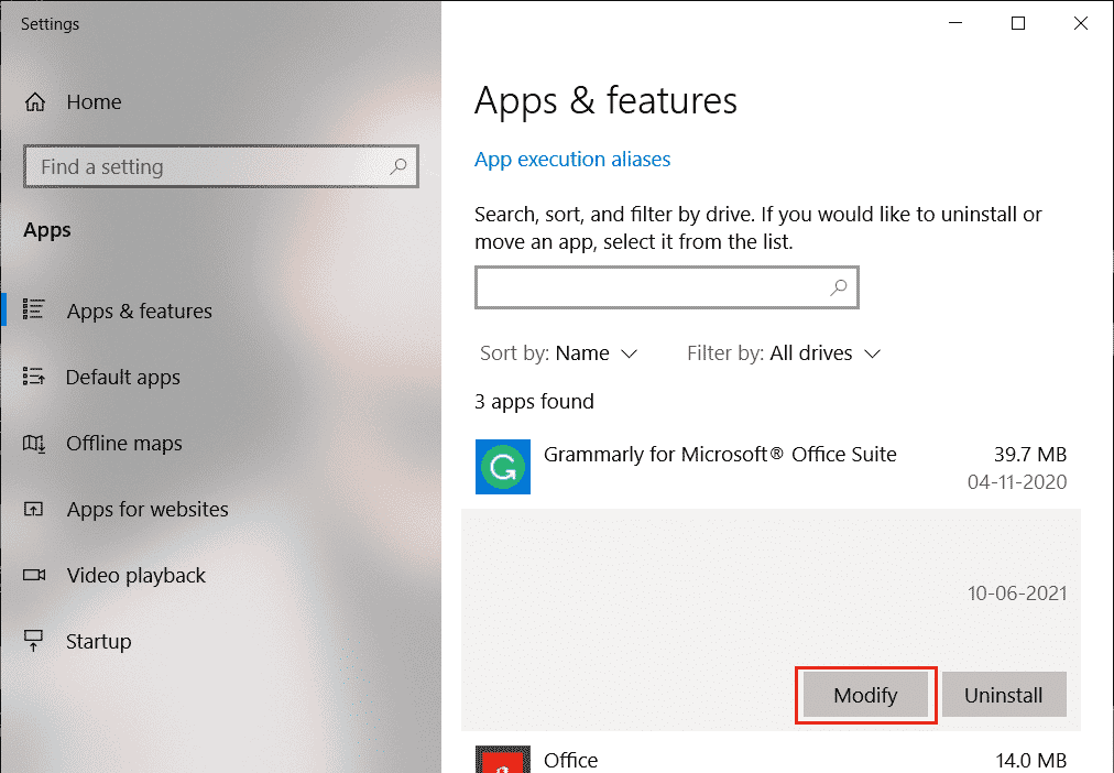 click on Modify in apps and features. Fix Avast Keeps Turning Off in Windows 10